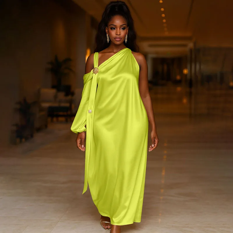 Doyerl Solid Straight Loose Satin Dress Woman Elegant Party Club One Sleeve Off Shoulder Night Out Prom Long Dresses Robe Femme
Doyerl Solid Straight Loose Satin Dress Woman Elegant Party Club One Sleeve Off Shoulder Night Out Prom Long Dresses Robe Femme