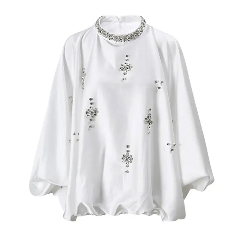 White Rhinestones Women Elegant Blouse New Round Neck Long Batwing Sleeve Shirt Fashion Spring Autumn 2026 G1MV
White Rhinestones Women Elegant Blouse New Round Neck Long Batwing Sleeve Shirt Fashion Spring Autumn 2026 G1MV