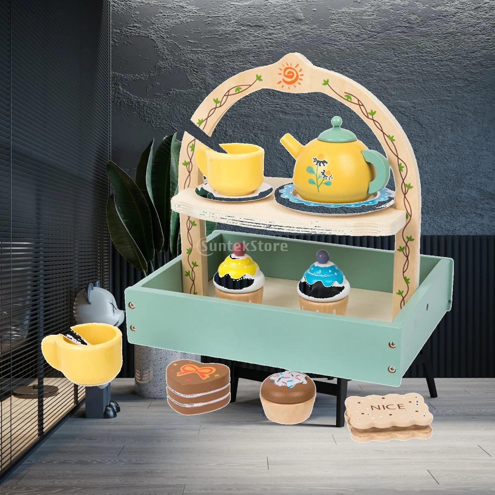 Wooden Tea Party Set Play Kitchen Accessories Portable Toy Pretend Play Tea Set
Wooden Tea Party Set Play Kitchen Accessories Portable Toy Pretend Play Tea Set