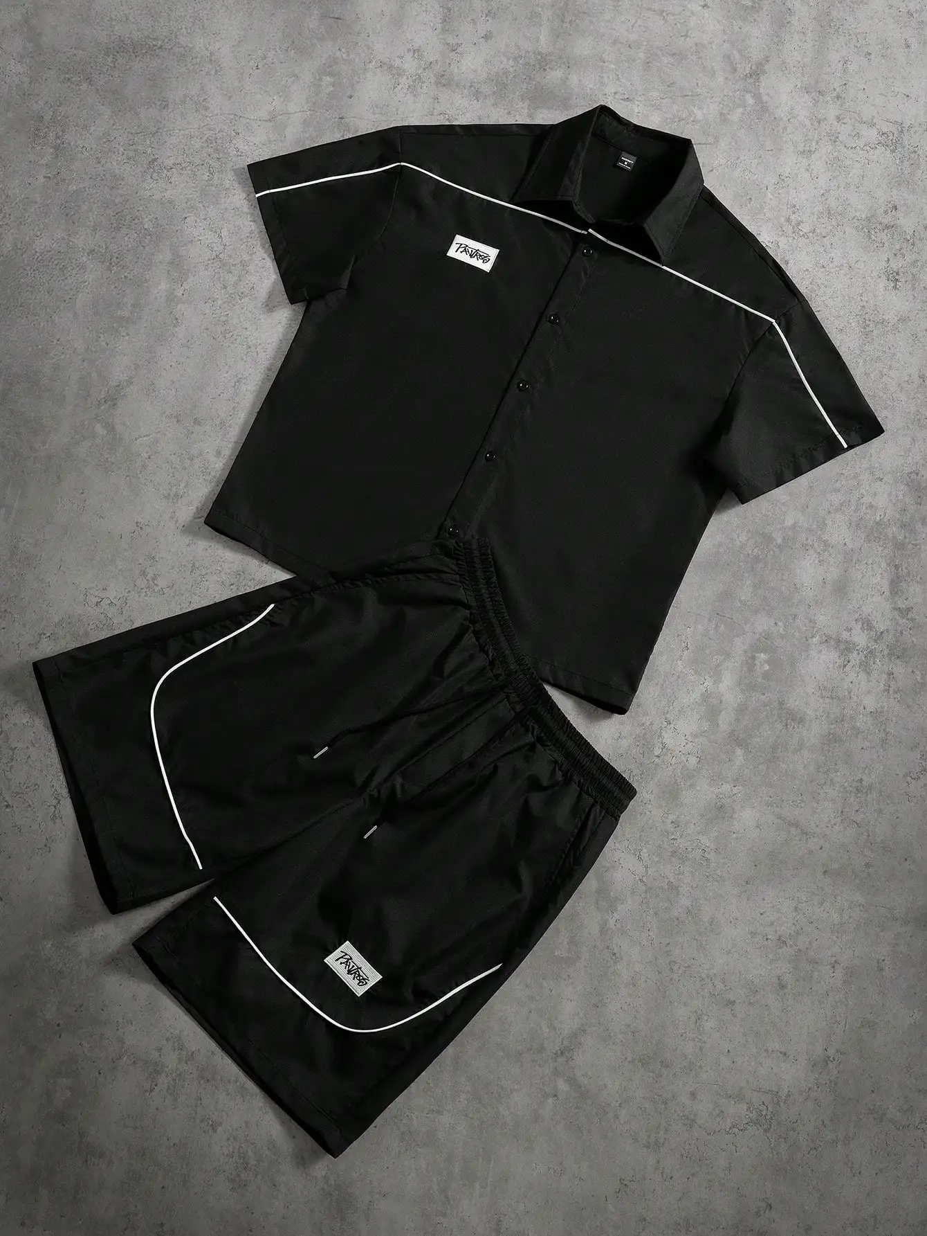 Men's Black Summer Casual Contrast Trim Shirt And Shorts 2 Piece Set
Men's Black Summer Casual Contrast Trim Shirt And Shorts 2 Piece Set