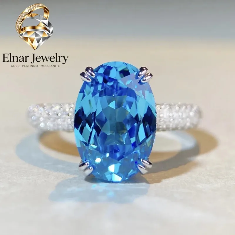 Elnar Jewelry Luxury Solid Platinum PT950 Women's Aquamarine Diamond Ring Oval Blue Pink Moissanite Diamond Ring
Elnar Jewelry Luxury Solid Platinum PT950 Women's Aquamarine Diamond Ring Oval Blue Pink Moissanite Diamond Ring