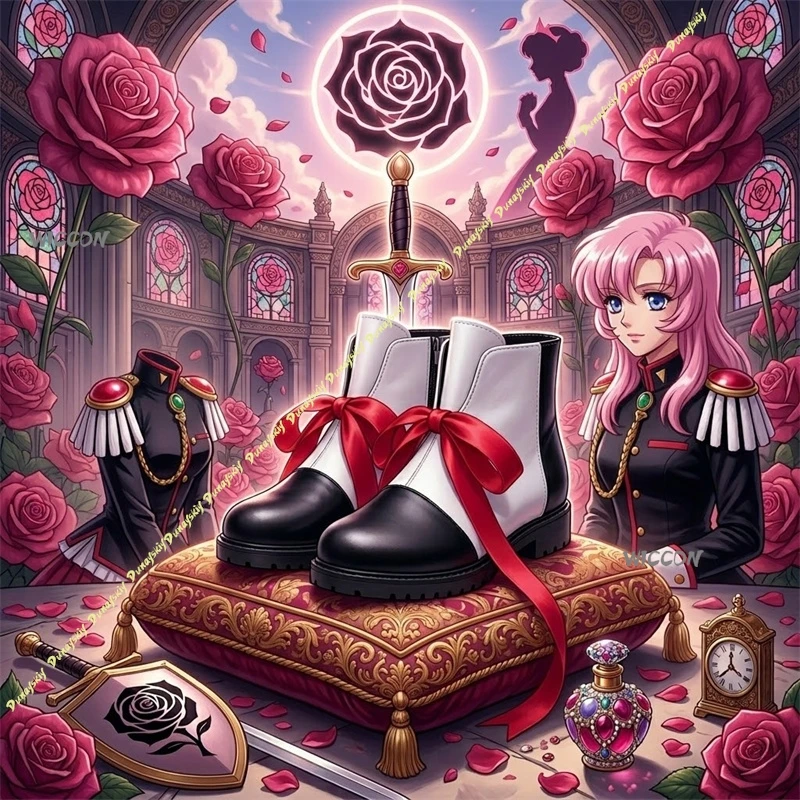 Revolutionary Tenjo Utena Cosplay Shoes Black & White Ankle Boots with Red Ribbons Halloween Costume for Comic Con Utena
Revolutionary Tenjo Utena Cosplay Shoes Black & White Ankle Boots with Red Ribbons Halloween Costume for Comic Con Utena