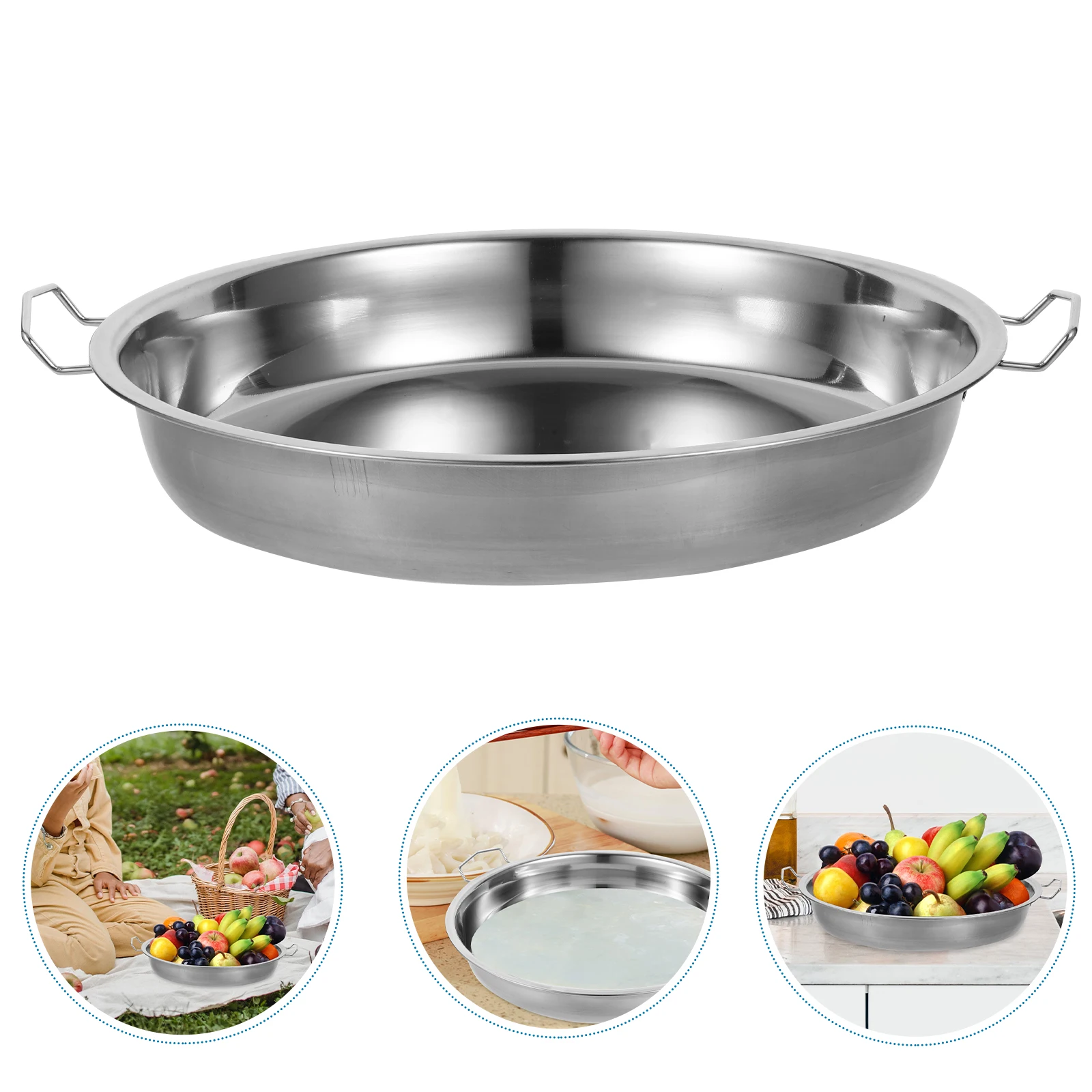 1pc 30Cm Cold Noodle Steaming Tray Stainless Steel Serving Plate With Handle Home Kitchen Pan Smooth Metal Plates For 
1pc 30Cm Cold Noodle Steaming Tray Stainless Steel Serving Plate With Handle Home Kitchen Pan Smooth Metal Plates For