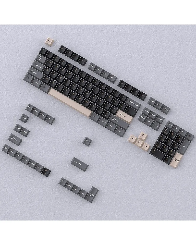 Black and gray mechanical keyboard keycap Sanpin PBT small full set of customized DIY two-color
Black and gray mechanical keyboard keycap Sanpin PBT small full set of customized DIY two-color