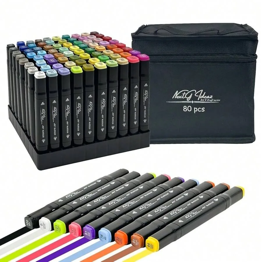 Markers Set - 80 Color Art Markers With Permanent Ink, Fine and Broad Tips For Sketching, Drawing, Painting, Coloring - Include
Markers Set - 80 Color Art Markers With Permanent Ink, Fine and Broad Tips For Sketching, Drawing, Painting, Coloring - Include