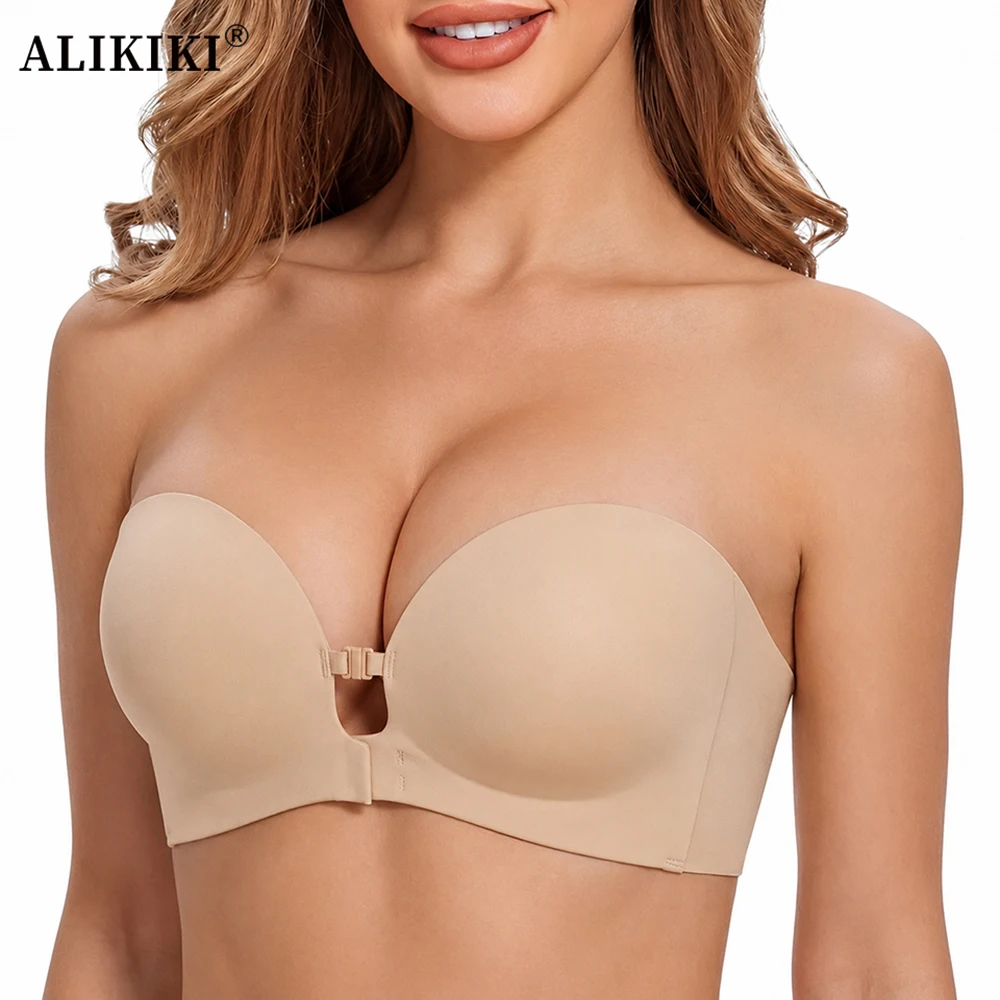 Strapless Front Closure Bra Padded Push Up Lift Bra Non Slip Grip Wireless Supportive Seamless Tube Jelly Bra Add Cup Underwear
Strapless Front Closure Bra Padded Push Up Lift Bra Non Slip Grip Wireless Supportive Seamless Tube Jelly Bra Add Cup Underwear