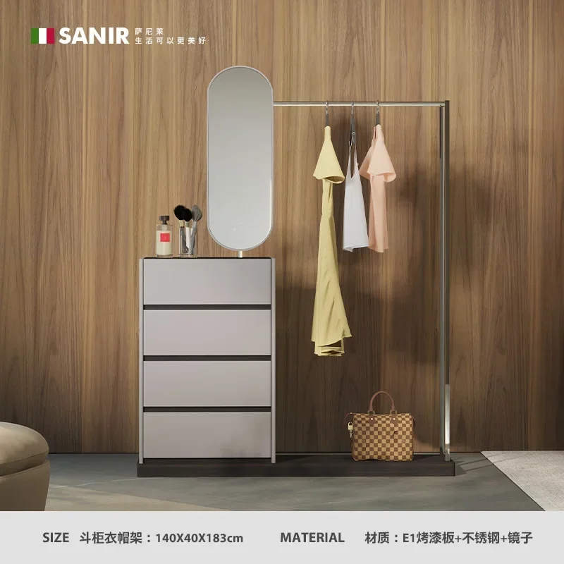 Многофункциональный сундук премиум-класса для спальни, зеркало в полный рост, вешалка для одежды, встроенная бытовая вешалка из нержавеющей стали 
Многофункциональный сундук премиум-класса для спальни, зеркало в полный рост, вешалка для одежды, встроенная бытовая вешалка из нержавеющей стали