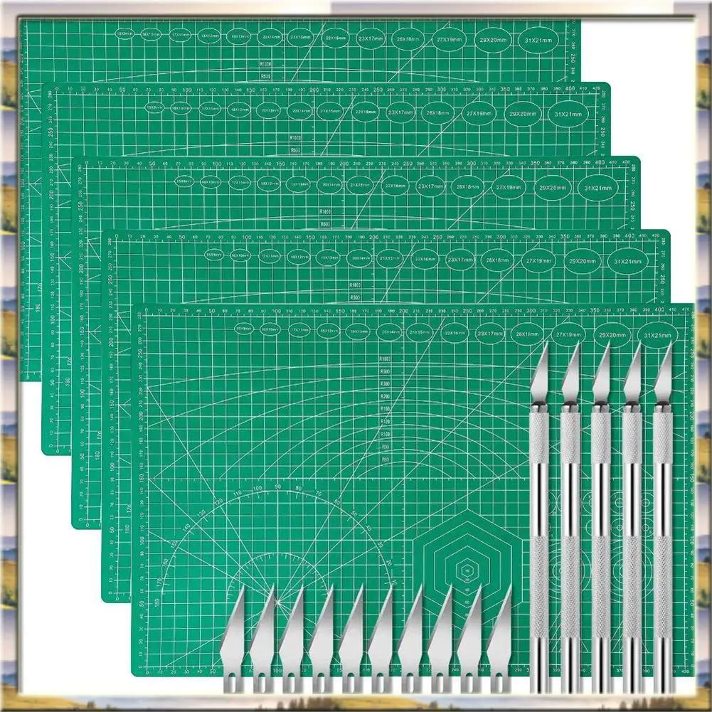 Идеальный 5-пакет самовосстанавливающихся ковриков для резки и набор ножей Exacto для поделок, скрапбукинга и стеганого рабочего коврика 
Идеальный 5-пакет самовосстанавливающихся ковриков для резки и набор ножей Exacto для поделок, скрапбукинга и стеганого рабочего коврика