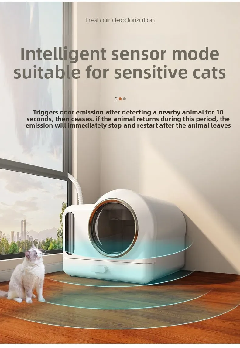 Smart Air-Circulating Litter Box, Auto-Deodorizing Jumbo Drawer Style Enclosed Cat Toilet with Odor Control & Ventilation
Smart Air-Circulating Litter Box, Auto-Deodorizing Jumbo Drawer Style Enclosed Cat Toilet with Odor Control & Ventilation