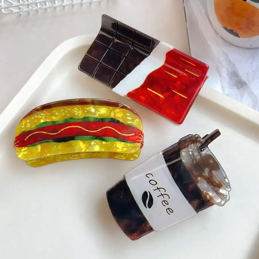 Food Themed Hair Claw Clip Novelty Coffee Hot Dog Chocolate Bar Women Hair Accessory Fashion Hairpin
Food Themed Hair Claw Clip Novelty Coffee Hot Dog Chocolate Bar Women Hair Accessory Fashion Hairpin