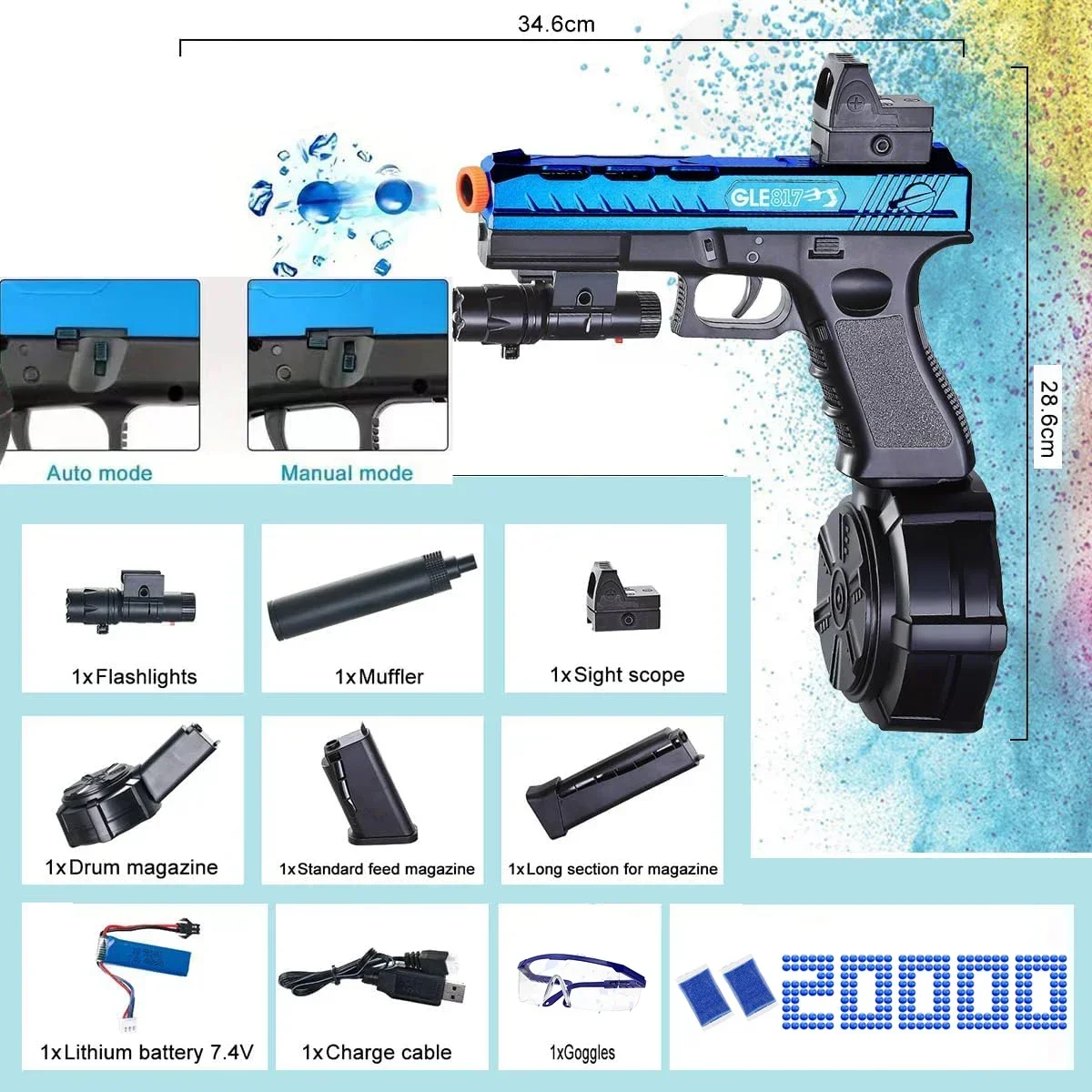 Water Beads Splat Gun Toys Electric Gel Balls Pistol Automatic Launcher Christmas Birthday Gifts for Adults Kids 2024 New
Water Beads Splat Gun Toys Electric Gel Balls Pistol Automatic Launcher Christmas Birthday Gifts for Adults Kids 2024 New