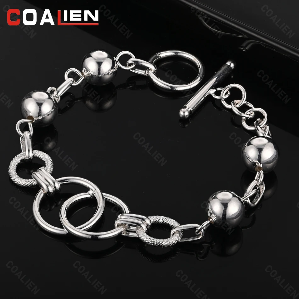 COALIEN 925 Sterling Silver Smooth Round Bead OT Chain Bracelet Charm Personality Fashion Woman Party Gift Wedding Jewelry 
COALIEN 925 Sterling Silver Smooth Round Bead OT Chain Bracelet Charm Personality Fashion Woman Party Gift Wedding Jewelry