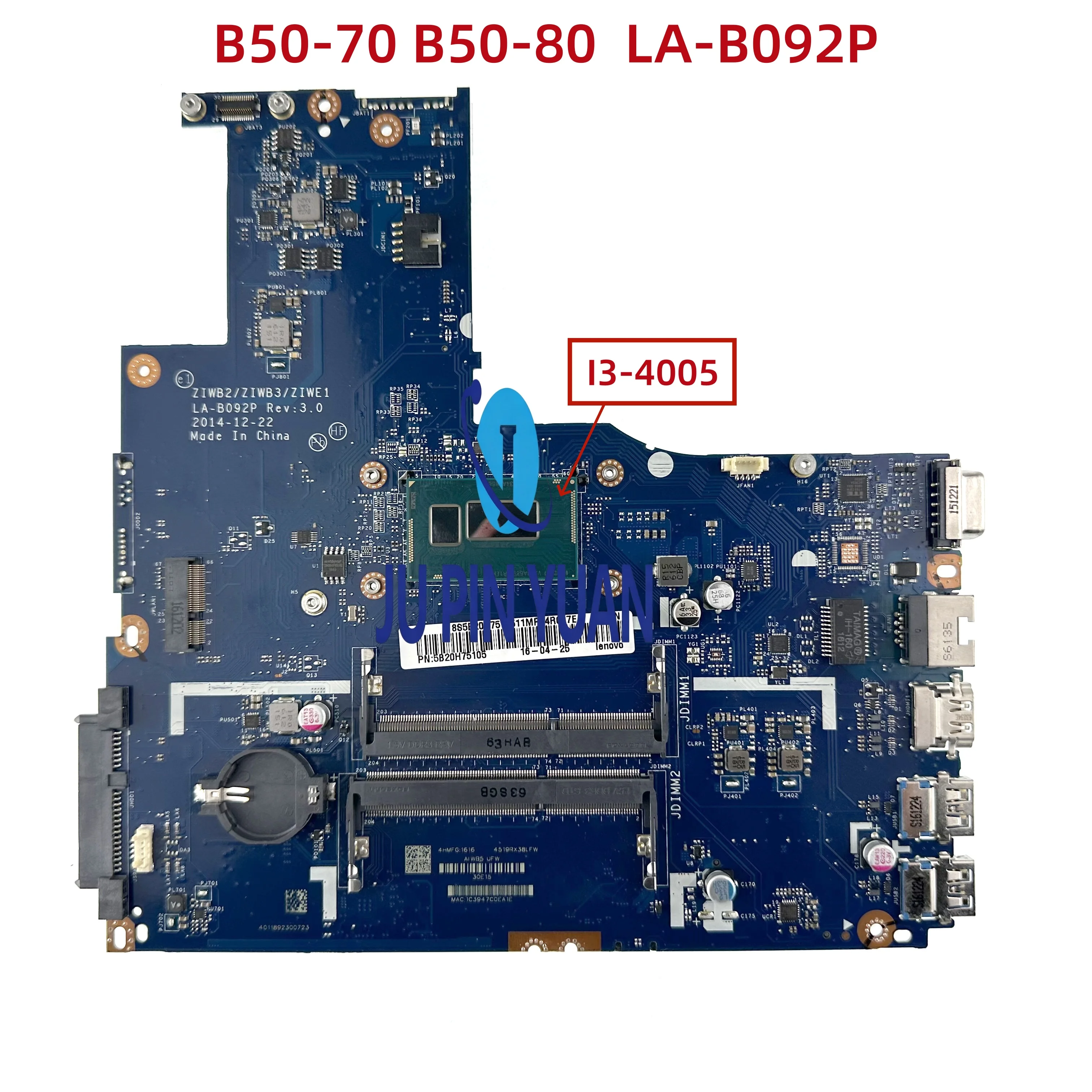 5B20H75105 для ноутбуков Lenovo Ideapad B50-70 B50-80, материнская плата ZIWB2/ZIWB3/ZIWE1 LA-B092P с процессором I3-4005, 100% протестировано
5B20H75105 для ноутбуков Lenovo Ideapad B50-70 B50-80, материнская плата ZIWB2/ZIWB3/ZIWE1 LA-B092P с процессором I3-4005, 100% протестировано
