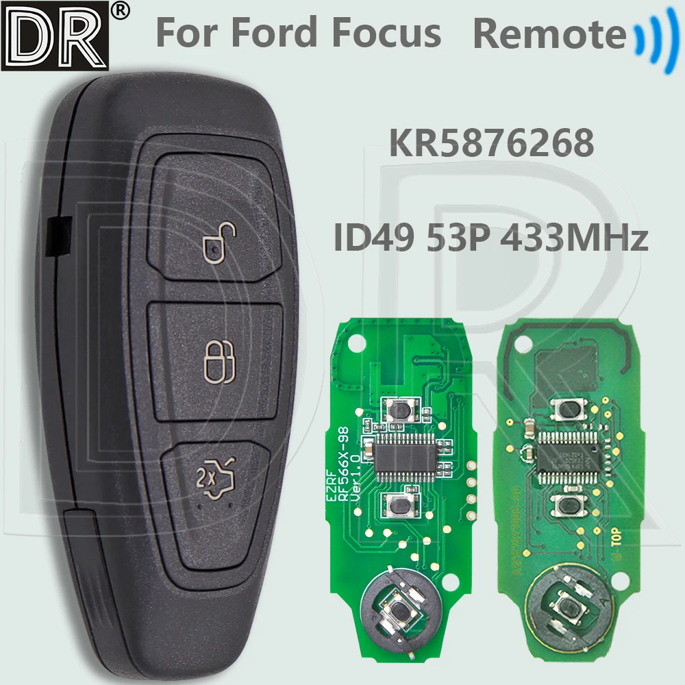 DR Original PCB KR5876268 ID49Chip 433MHz Car Remote Key For Ford Focus C-Max Focus Kuga Fiesta Not Fit Puma
DR Original PCB KR5876268 ID49Chip 433MHz Car Remote Key For Ford Focus C-Max Focus Kuga Fiesta Not Fit Puma