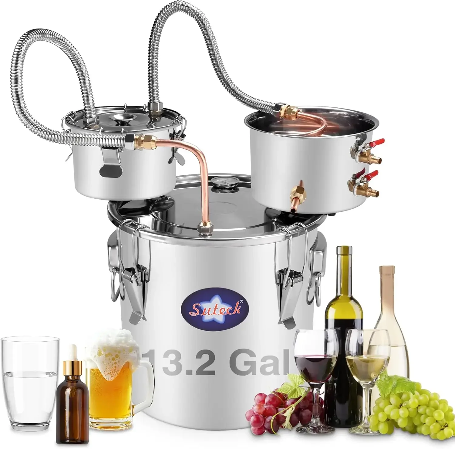Самогонный аппарат Suteck 50 л (13,2 галлона) из нержавеющей стали с медными трубками, пивной кегой и встроенным термометром
Самогонный аппарат Suteck 50 л (13,2 галлона) из нержавеющей стали с медными трубками, пивной кегой и встроенным термометром