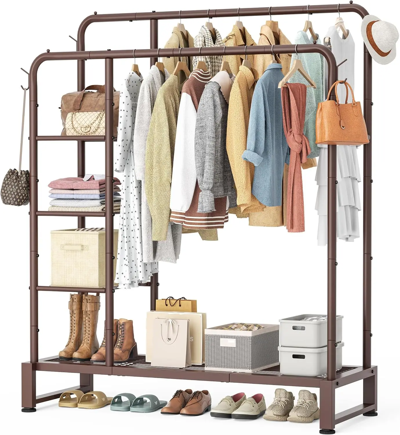 Double Rods Clothes Rack Clothing Rack with 4 Tier Storage Shelves Clothes Rack for Hanging Clothes Multifunctional Heavy Dut
Double Rods Clothes Rack Clothing Rack with 4 Tier Storage Shelves Clothes Rack for Hanging Clothes Multifunctional Heavy Dut