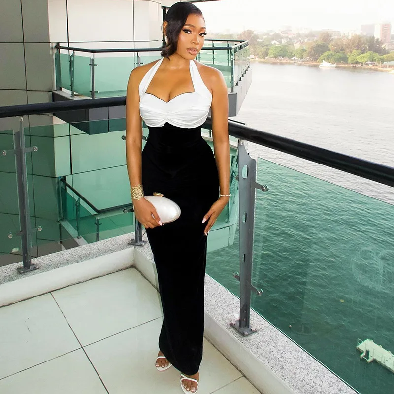 Color Patchwork Ruched Bodycon Maxi Party Dress Women Elegant Sexy Lace Up Halter Backless Slim Vacation Long Robe Clubwear
Color Patchwork Ruched Bodycon Maxi Party Dress Women Elegant Sexy Lace Up Halter Backless Slim Vacation Long Robe Clubwear
