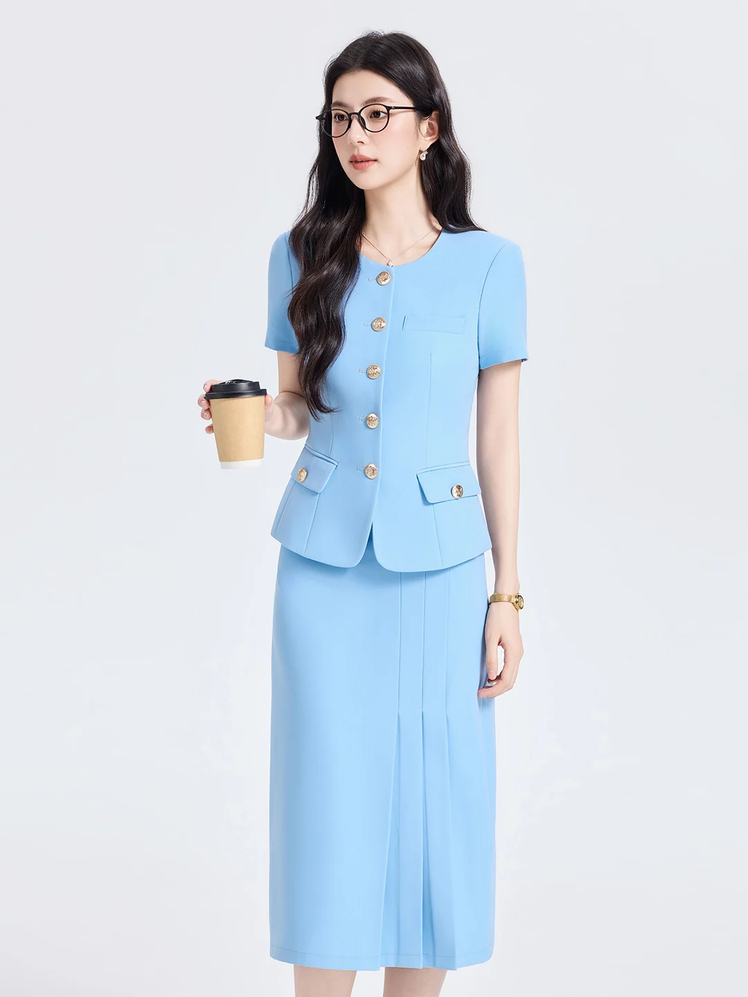 Business Short Suit Set Women's Commute Professional Two-Piece Suit A-Line Skirt Summer New Style Elegant Pure Color
Business Short Suit Set Women's Commute Professional Two-Piece Suit A-Line Skirt Summer New Style Elegant Pure Color