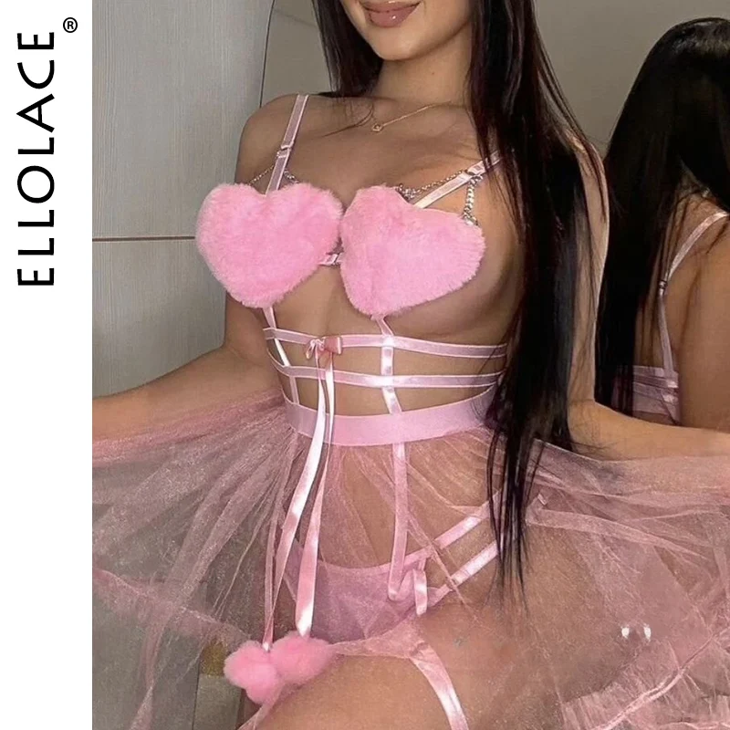 Ellolace Sexy Adult Female Dress Kiss Heart-Shaped Fluffy Bra Brief Fairy Chain Straps Cut Out Tulle Tutu Sweet Woman Costume
Ellolace Sexy Adult Female Dress Kiss Heart-Shaped Fluffy Bra Brief Fairy Chain Straps Cut Out Tulle Tutu Sweet Woman Costume