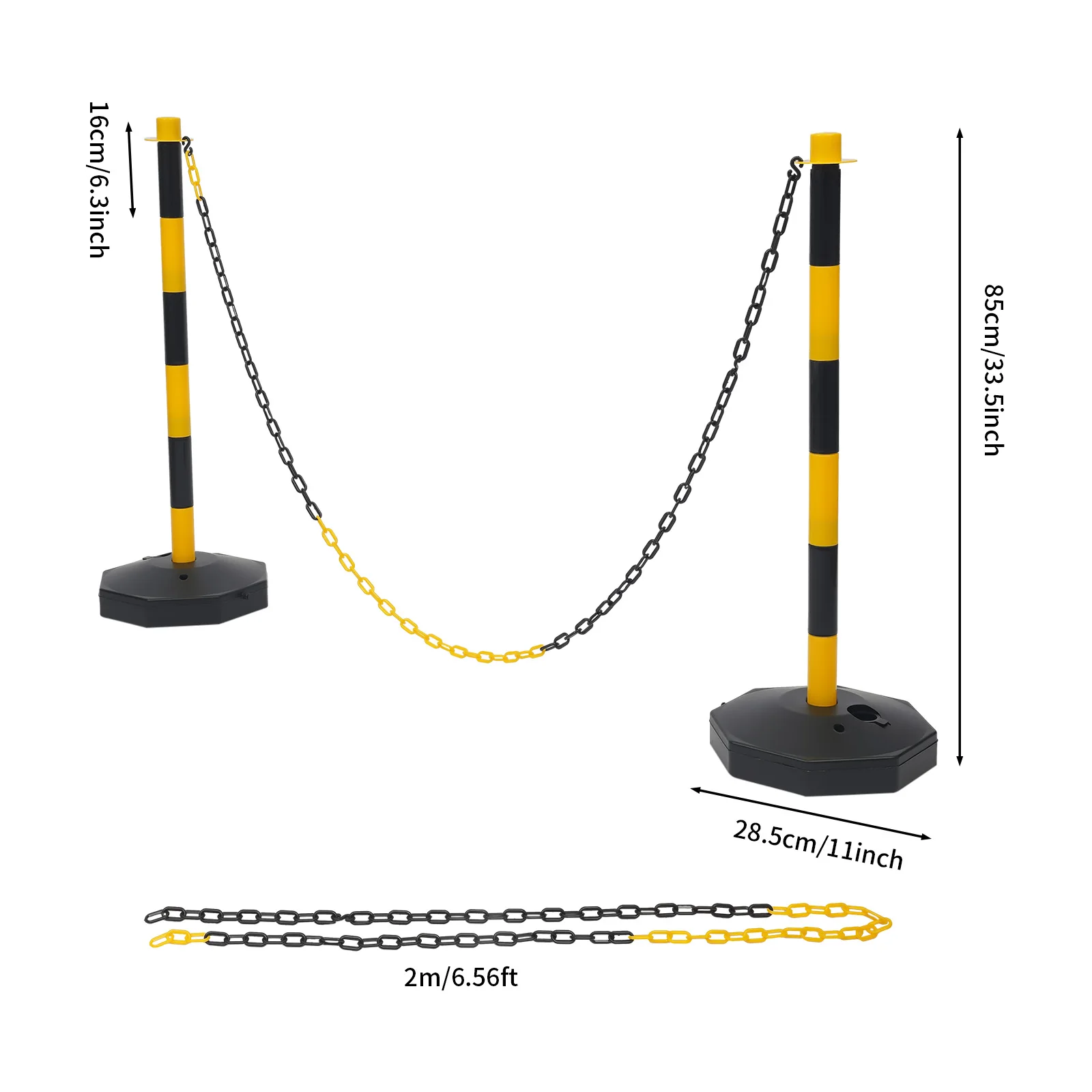 PE Plastic Safety Bollard with Chain, Fillable Base Traffic Post for Parking Lot Crowd Control, 33.5 Inch Height Warning Barrier with S Hook for Queue Management Warehouse
PE Plastic Safety Bollard with Chain, Fillable Base Traffic Post for Parking Lot Crowd Control, 33.5 Inch Height Warning Barrier with S Hook for Queue Management Warehouse