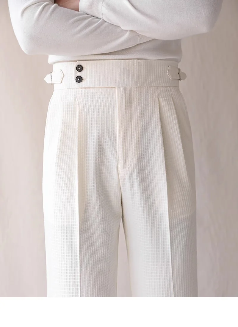 Waffle Straight Men Suit Pants Naples High Waisted Men's Trousers Elegant High-quality Casual Pants Dress Wedding
Waffle Straight Men Suit Pants Naples High Waisted Men's Trousers Elegant High-quality Casual Pants Dress Wedding