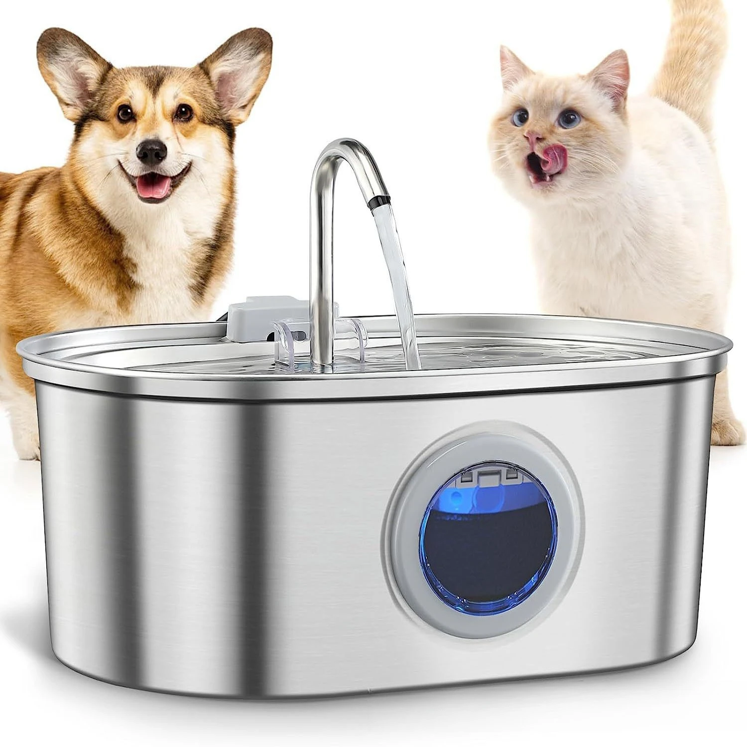 Pet water dispenser Stainless steel faucet 3.2L large capacity with viewing window Cat dog water feeder Multiple adapters Silent
Pet water dispenser Stainless steel faucet 3.2L large capacity with viewing window Cat dog water feeder Multiple adapters Silent