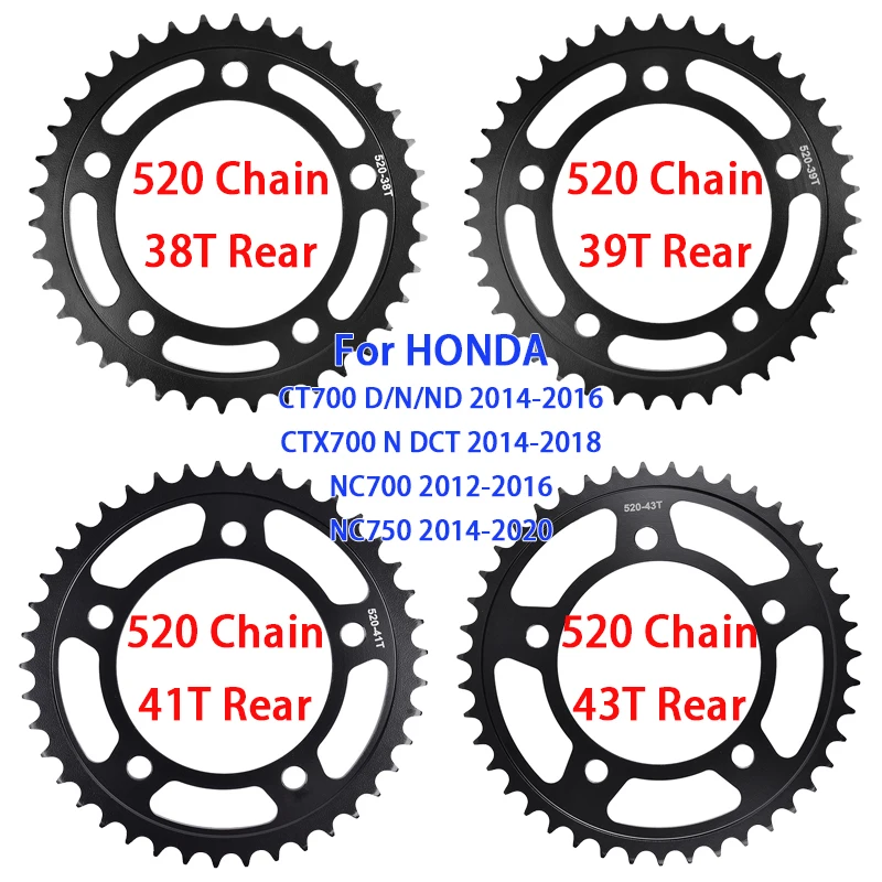 520 38T 39T 41T 43T Rear Sprocket for HONDA NC750 S X D 2014-2020 NC700 2012-2016 CT700 CTX700 CT CTX 700 NC 700 750 X ADV DTC
520 38T 39T 41T 43T Rear Sprocket for HONDA NC750 S X D 2014-2020 NC700 2012-2016 CT700 CTX700 CT CTX 700 NC 700 750 X ADV DTC