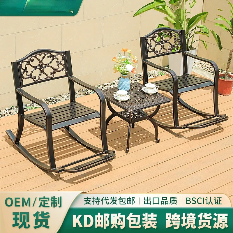 Outdoor cast aluminum rocking chair combination cross-border balcony leisure reclining coffee table set
Outdoor cast aluminum rocking chair combination cross-border balcony leisure reclining coffee table set