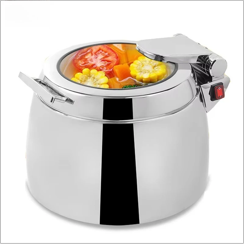 11L Stainless Steel Electric Soup Pot With Round Glass Lid Hydraulic Food Warmer For Hotel Buffet Restaurant Use Chafer Kettle
11L Stainless Steel Electric Soup Pot With Round Glass Lid Hydraulic Food Warmer For Hotel Buffet Restaurant Use Chafer Kettle