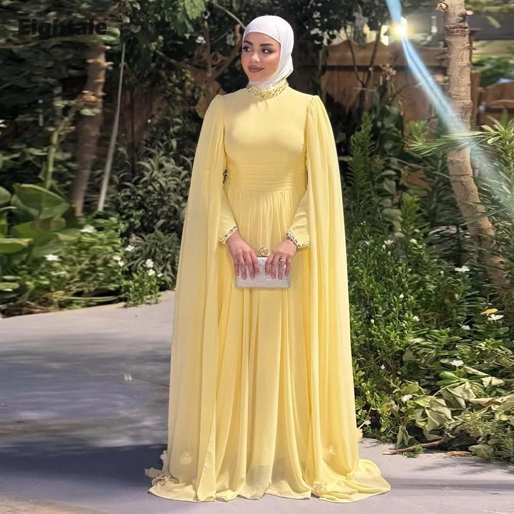 Eightale Muslim Evening Dresses for Wedding Party High Neck Beaded Customized Long Sleeves Chiffon Arabic Prom Party Gowns
Eightale Muslim Evening Dresses for Wedding Party High Neck Beaded Customized Long Sleeves Chiffon Arabic Prom Party Gowns