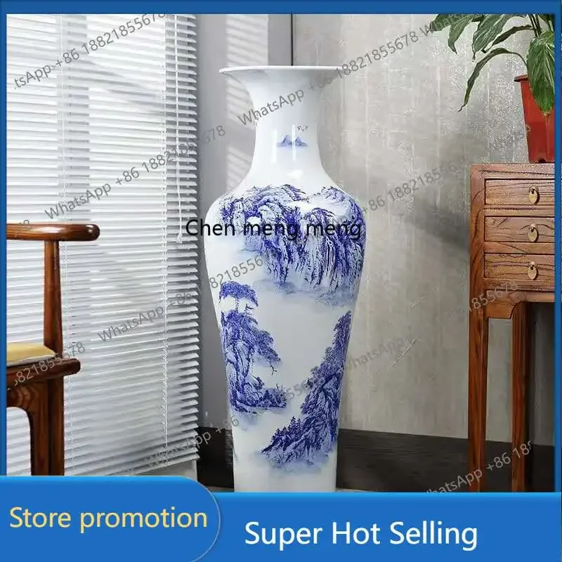 HzqJingdezhen Ceramics 1.3 meters blue and white porcelain floor-to-ceiling ornament hand-painted ceramic large vase ornament
HzqJingdezhen Ceramics 1.3 meters blue and white porcelain floor-to-ceiling ornament hand-painted ceramic large vase ornament