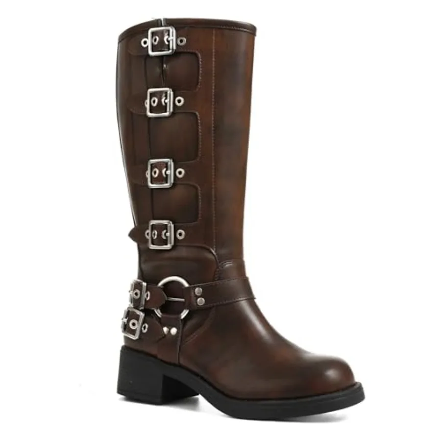 AMINUGAL Knee High Boots Women Square Toe Pull On Wide Calf Riding Fashion Buckles Chunky Metallic Casual Vintage Buckle Rivet
AMINUGAL Knee High Boots Women Square Toe Pull On Wide Calf Riding Fashion Buckles Chunky Metallic Casual Vintage Buckle Rivet