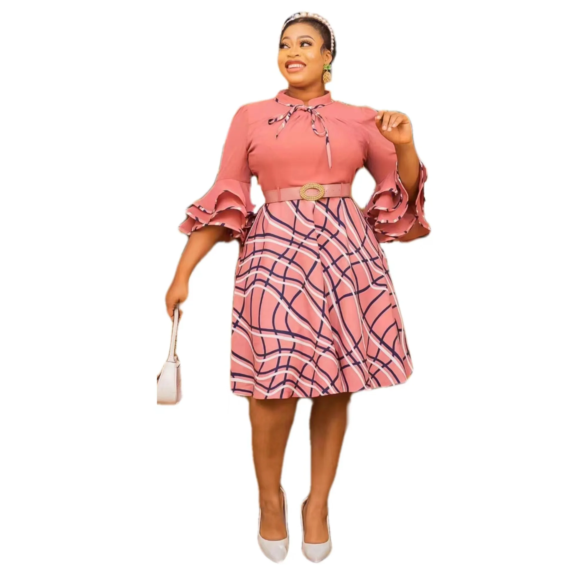 Chiffon Patchwork Elastic Fabric Printed Waistband Large Skirt with Flared Sleeves African Fashion Women's Dress
Chiffon Patchwork Elastic Fabric Printed Waistband Large Skirt with Flared Sleeves African Fashion Women's Dress