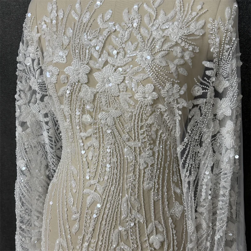 New White Super Luxury Wedding Dress Lace Fabric Heavy Bead Embroidery Mesh Gown Elegant Bridal Dress
New White Super Luxury Wedding Dress Lace Fabric Heavy Bead Embroidery Mesh Gown Elegant Bridal Dress