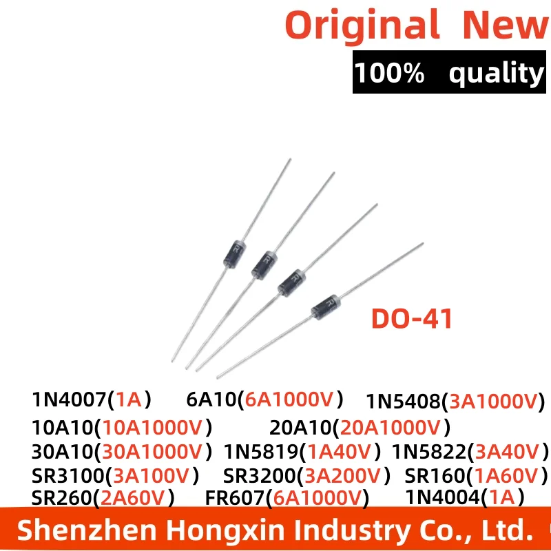 50 pieces of 6/10A/20A/30A10 1N4007/5408/5819/5822/4004 SR31/3200/160/260 direct insertion rectifier diode DO-41 1A100V-1000V
50 pieces of 6/10A/20A/30A10 1N4007/5408/5819/5822/4004 SR31/3200/160/260 direct insertion rectifier diode DO-41 1A100V-1000V