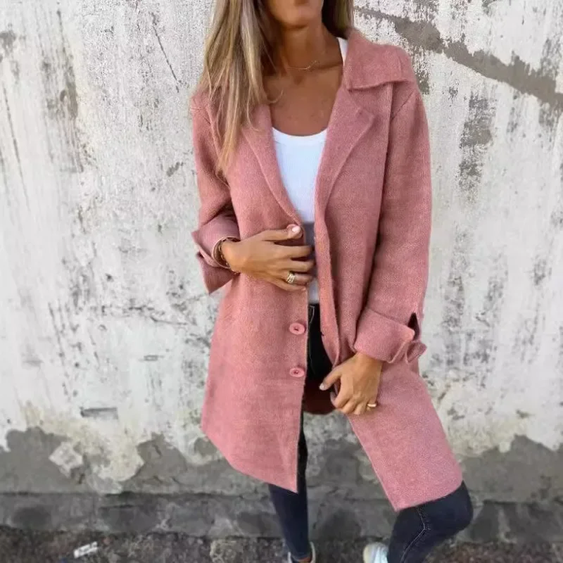 2024 New Solid Color Cardigan with Lapel and Pocket Single Breasted Medium Length
2024 New Solid Color Cardigan with Lapel and Pocket Single Breasted Medium Length