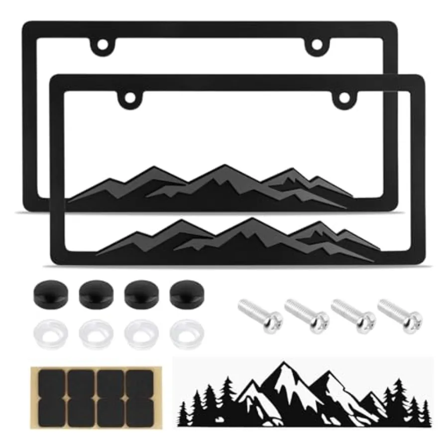 2PCS Car License Plates Frames with Raised Mountain Pattern and Mountain Car Decal, Stylish Cars Plates Frame with Screws and C
2PCS Car License Plates Frames with Raised Mountain Pattern and Mountain Car Decal, Stylish Cars Plates Frame with Screws and C