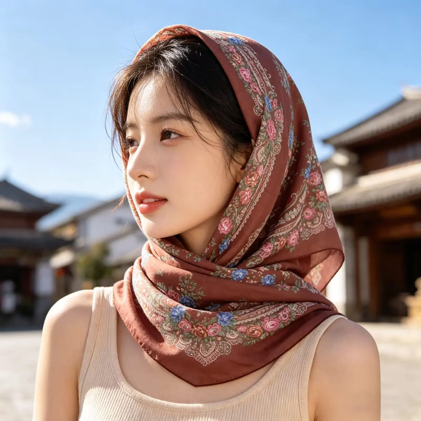 Women 90cm Rayon Floral Printed Square Scarf Russian Style Warm Neck Head Bandana
Women 90cm Rayon Floral Printed Square Scarf Russian Style Warm Neck Head Bandana