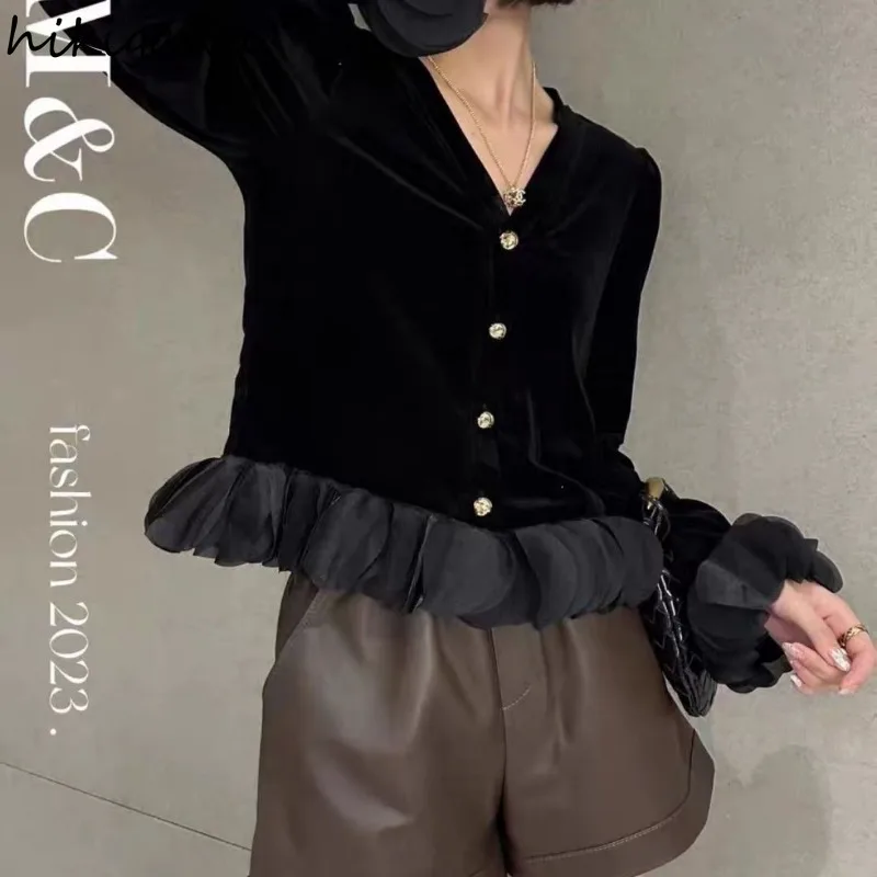 Blouse Women Patchwork Ruffles Tunic Shirts Puff Sleeve Temperament Vintage Crop Tops 2025 Blusas Mujer De Moda Velvet Blouses
Blouse Women Patchwork Ruffles Tunic Shirts Puff Sleeve Temperament Vintage Crop Tops 2025 Blusas Mujer De Moda Velvet Blouses