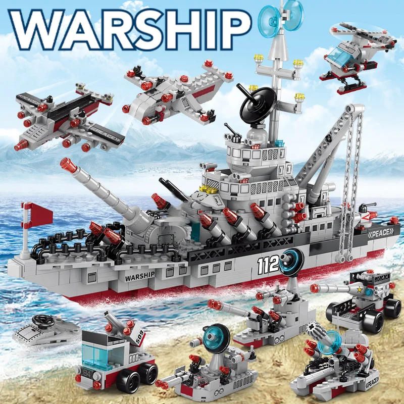 Military Series Navy Warship Building Blocks Set with War Chariot Airplane Battleship Construction Bricks Toys for Boys Kids Gif
Military Series Navy Warship Building Blocks Set with War Chariot Airplane Battleship Construction Bricks Toys for Boys Kids Gif