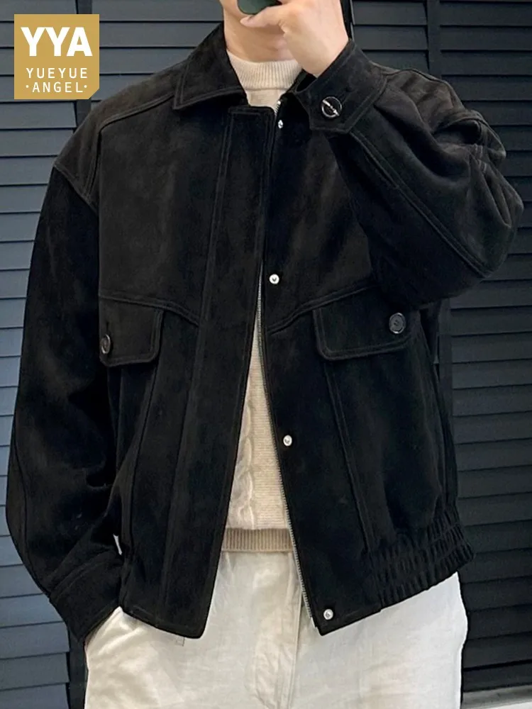 Leisure Lapel Men Genuine Leather Short Jacket Loose Fashion Solid Color Sheep Suede Pockets Long Sleeves Warm Outerwear
Leisure Lapel Men Genuine Leather Short Jacket Loose Fashion Solid Color Sheep Suede Pockets Long Sleeves Warm Outerwear