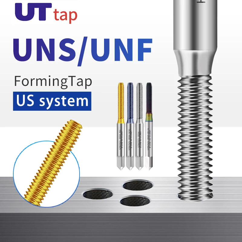 UT TAP HSSE Forming/Roll Tap Without/TIN/TC50/TICN Coating UNS/UNF 00-90~12-28 1/4 5/16 3/8 7/16 1/2 9/16 5/8 Screw Thread Tap
UT TAP HSSE Forming/Roll Tap Without/TIN/TC50/TICN Coating UNS/UNF 00-90~12-28 1/4 5/16 3/8 7/16 1/2 9/16 5/8 Screw Thread Tap