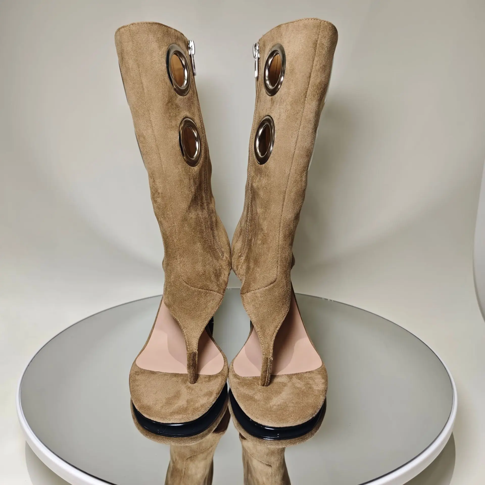 Women's Hollow Out Faux Suede Ankle Boots Sheepskin Insole Rubber Sole Open Toe T-strap High Heel Sandal Boots
Women's Hollow Out Faux Suede Ankle Boots Sheepskin Insole Rubber Sole Open Toe T-strap High Heel Sandal Boots