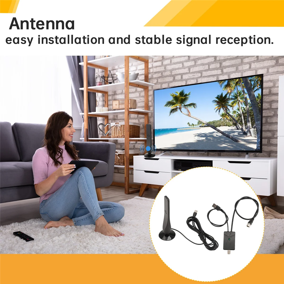 ABKM TV Antenna High Gain Indoor Digital Antenna Amplified Signal Booster for Wide Range HDTV Reception Home TV
ABKM TV Antenna High Gain Indoor Digital Antenna Amplified Signal Booster for Wide Range HDTV Reception Home TV