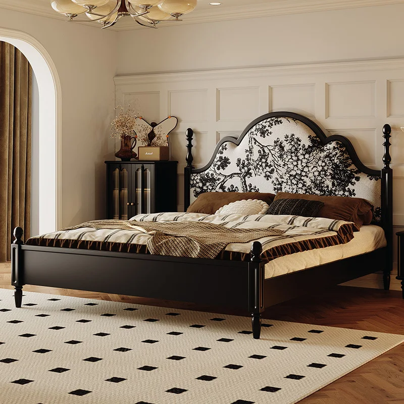 French retro bedroom 1.8 meters solid wood double American light luxury simple black soft bag master bedroom medium ancient bed
French retro bedroom 1.8 meters solid wood double American light luxury simple black soft bag master bedroom medium ancient bed
