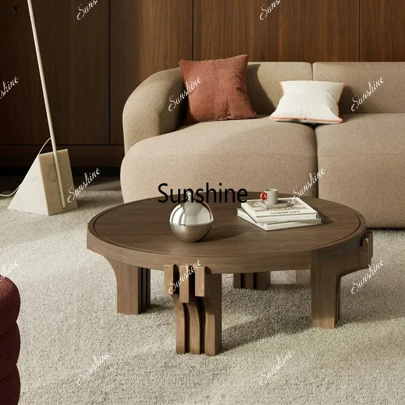 Nordic wabi family living room round solid wood coffee table
Nordic wabi family living room round solid wood coffee table