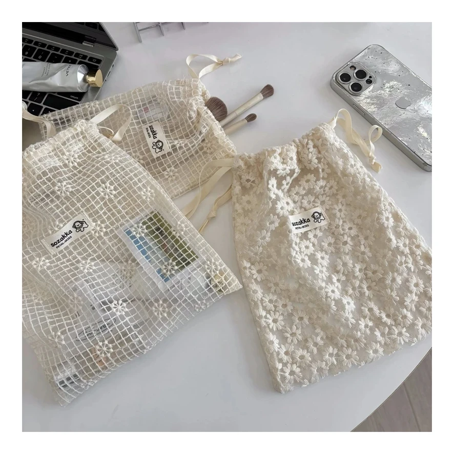 Lace Embroidered Daisy Mesh Drawstring Makeup Bag Cute Summer Travel Cosmetic Toiletry Organizer Storage Pouch for Accessories
Lace Embroidered Daisy Mesh Drawstring Makeup Bag Cute Summer Travel Cosmetic Toiletry Organizer Storage Pouch for Accessories