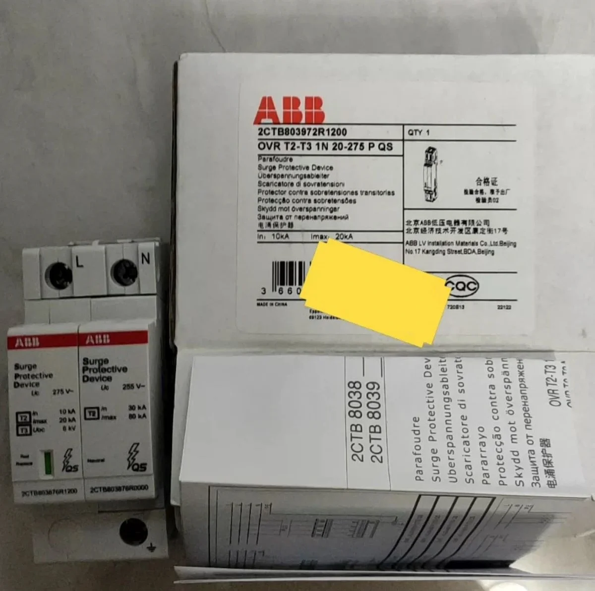 OVR T2-T3 1N 20-275 P QS 2CTB803972R1200 10230698 Surge Protective Device
OVR T2-T3 1N 20-275 P QS 2CTB803972R1200 10230698 Surge Protective Device