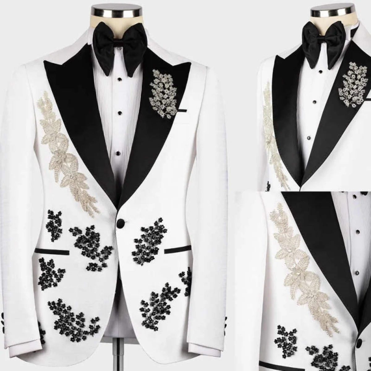 Exquisite Wedding Groom Tuxedo 2 Pieces Blazer Pants Rhinestone Appliques Business Occasions Suits for Men Party Customized 
Exquisite Wedding Groom Tuxedo 2 Pieces Blazer Pants Rhinestone Appliques Business Occasions Suits for Men Party Customized