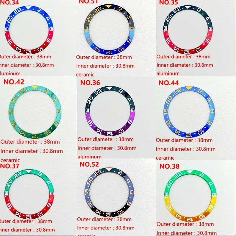 38* 30.6mm ceramic watch bezel for 40mm watch case accessories Repair tool bezel accessories
38* 30.6mm ceramic watch bezel for 40mm watch case accessories Repair tool bezel accessories